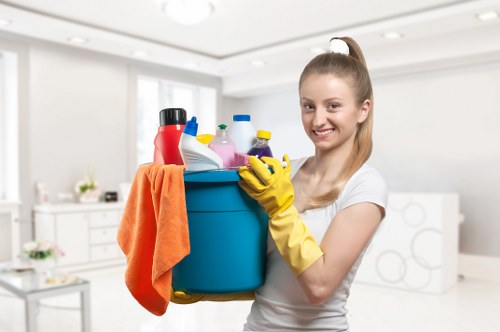 Carpet cleaning process in a bedroom